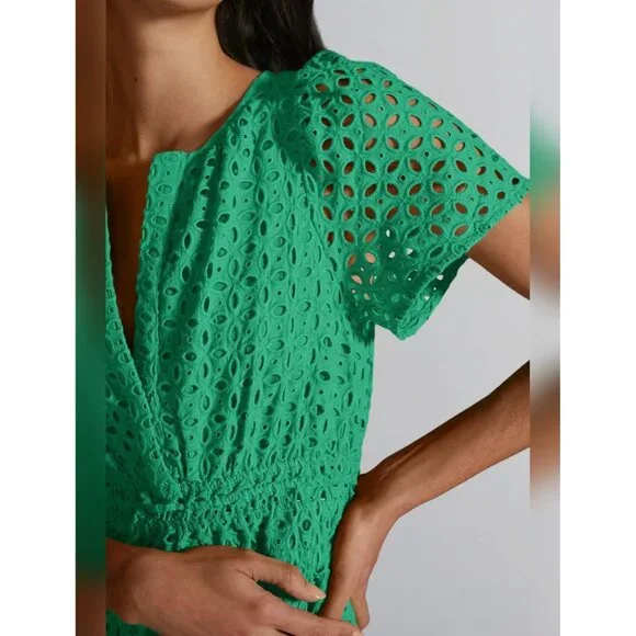 Women's Short Sleeve A Line Dress V Neck Casual Summer Flowy Fit & Flare - Picture 3 of 6